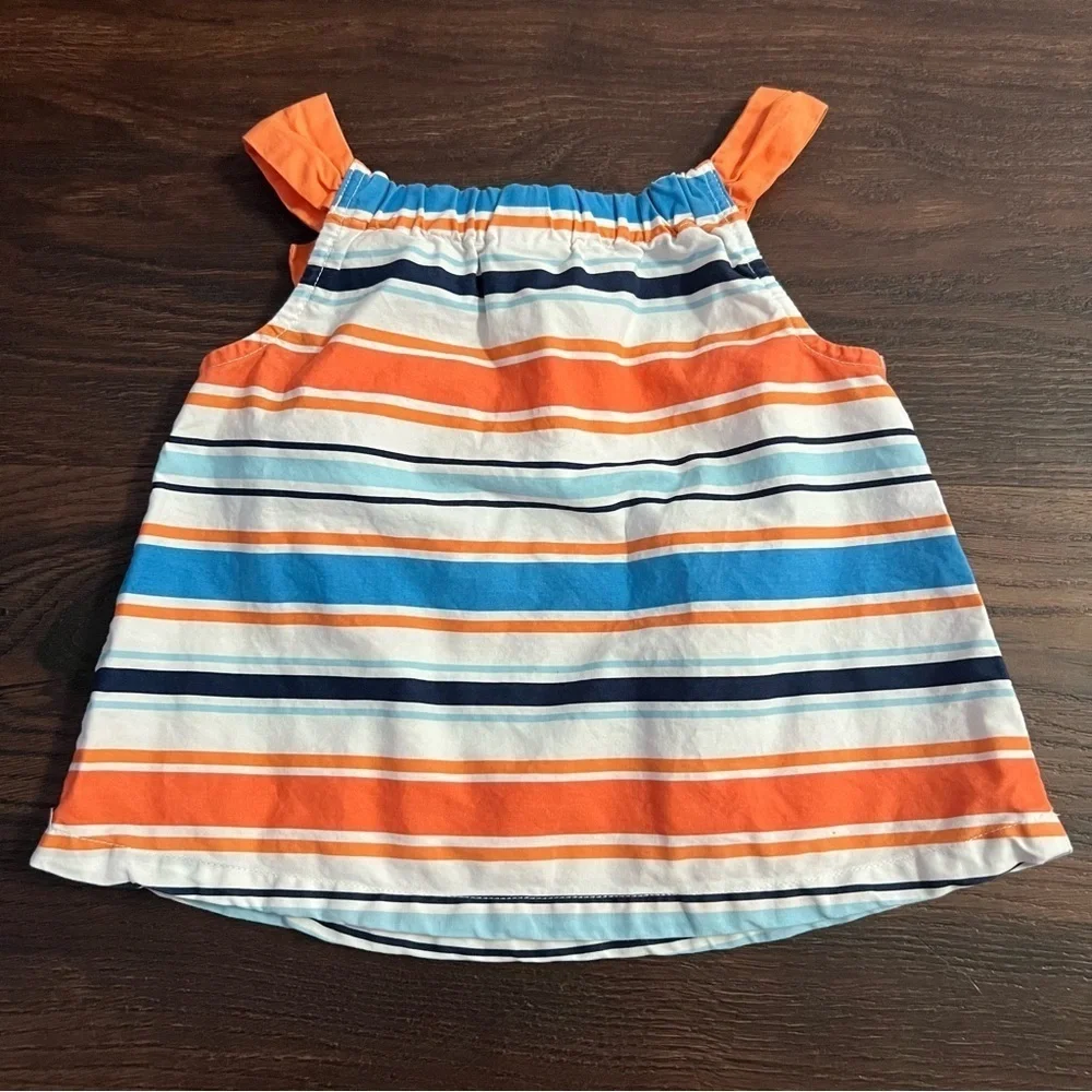 Gymboree Striped Coral Orange and Blue Baby 6-12 month Tank Top